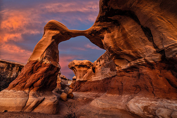 Metate Arch at Sunset